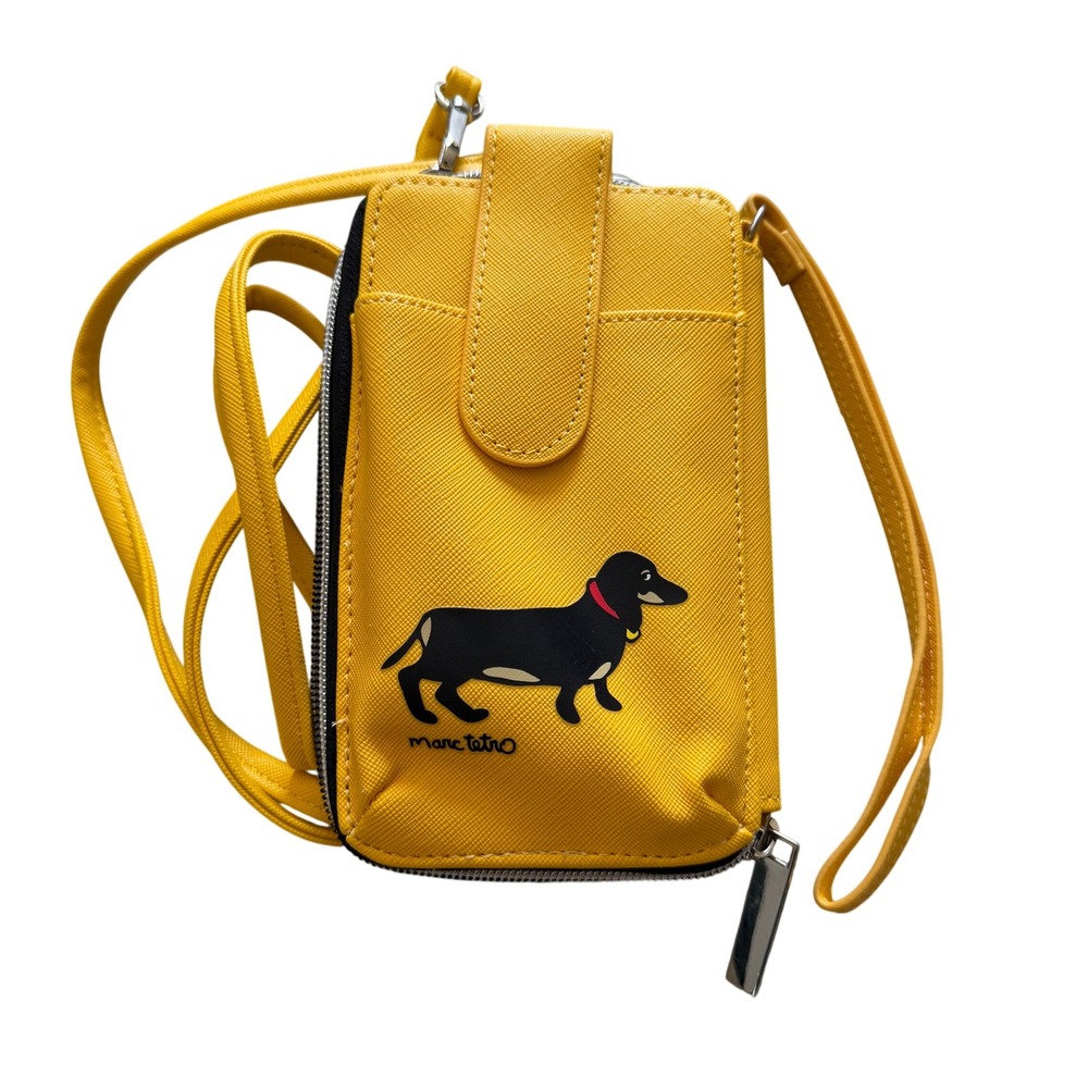 Marc Tetro Phone Crossbody Wallet Women Small Yellow Good Dachshund Dog Art